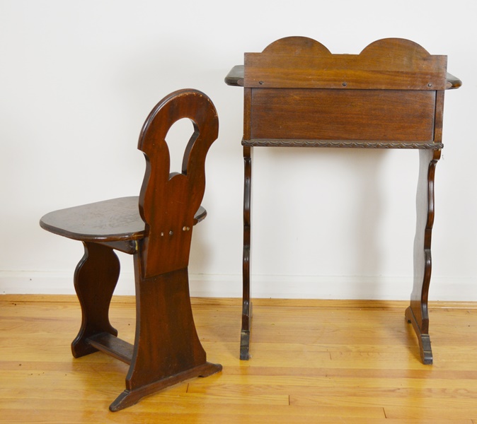 Davis-Birely Table Co. Walnut Telephone Desk and Chair