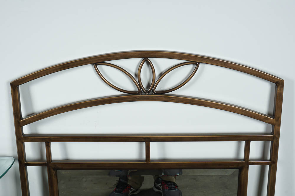 Metal Frame Glass Top Side Table with Matching Wall Mirror