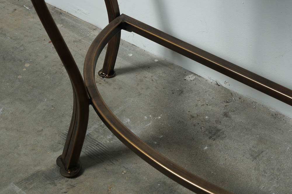 Metal Frame Glass Top Side Table with Matching Wall Mirror