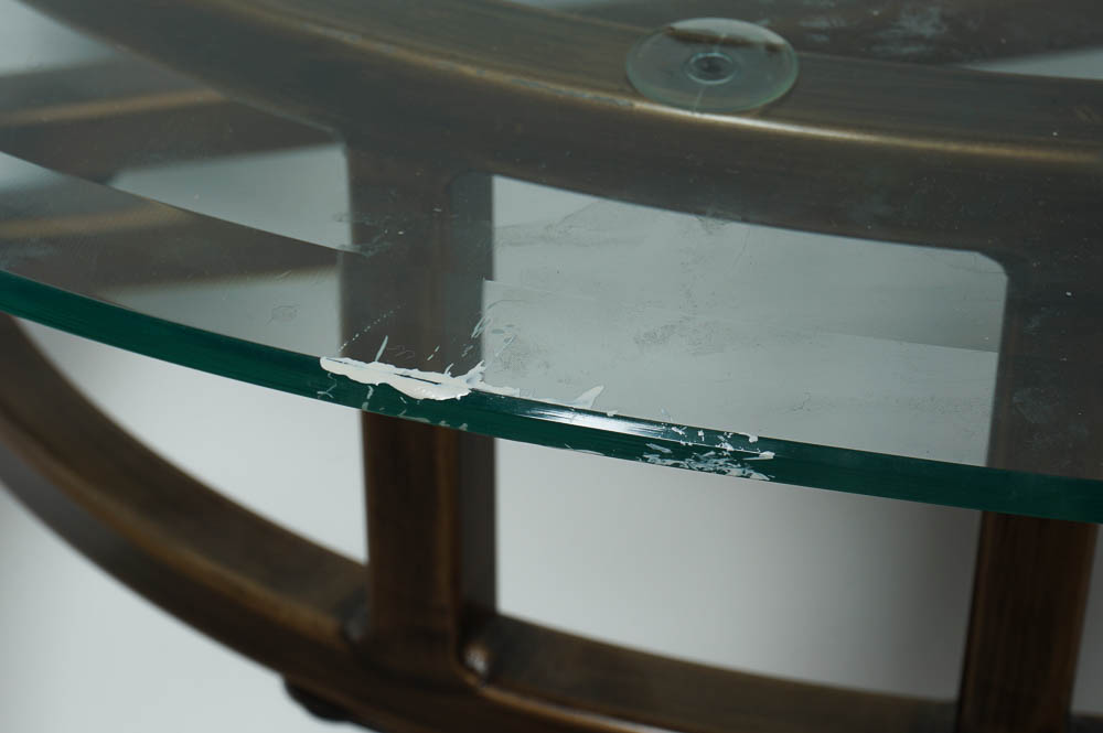 Metal Frame Glass Top Side Table with Matching Wall Mirror