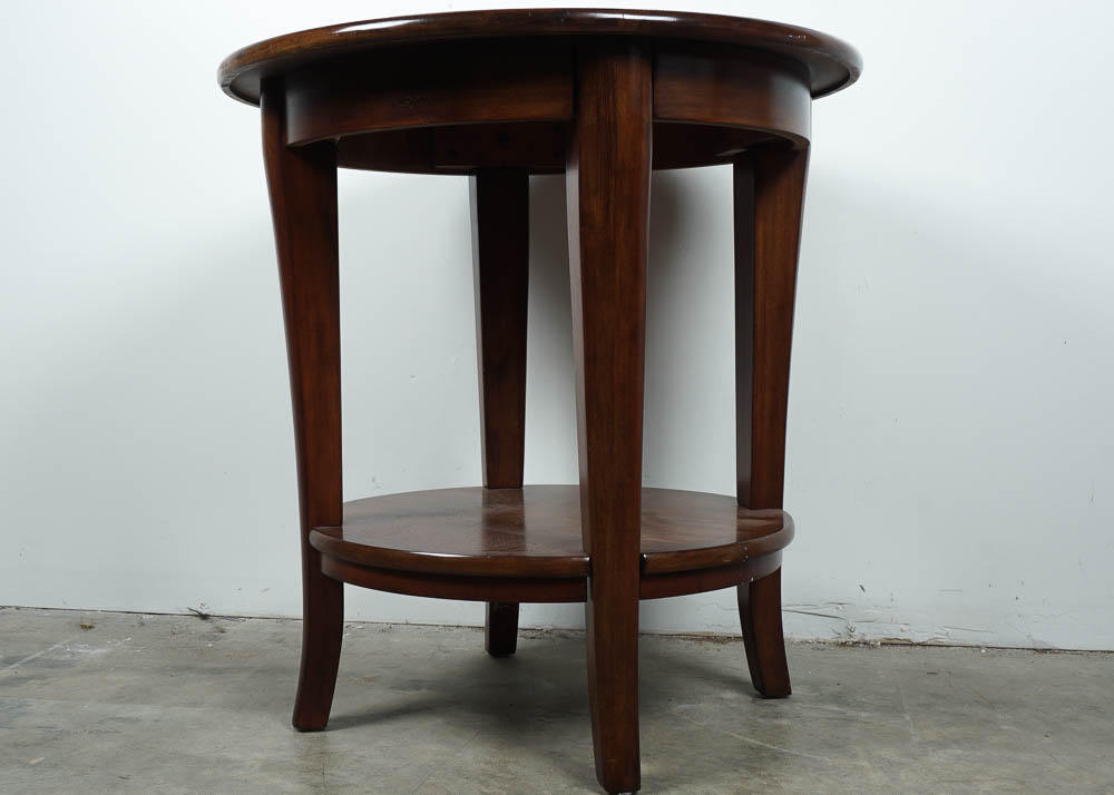 Cherry End Table with Inlaid Walnut Design