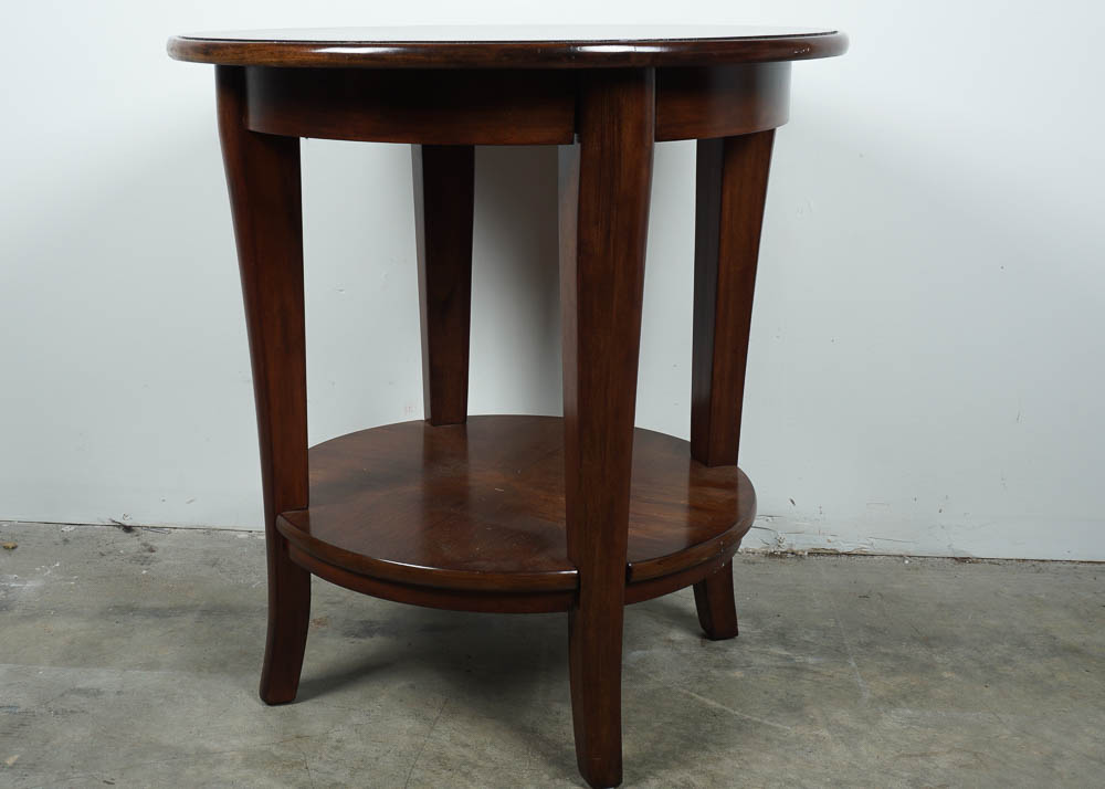 Cherry End Table with Inlaid Walnut Design