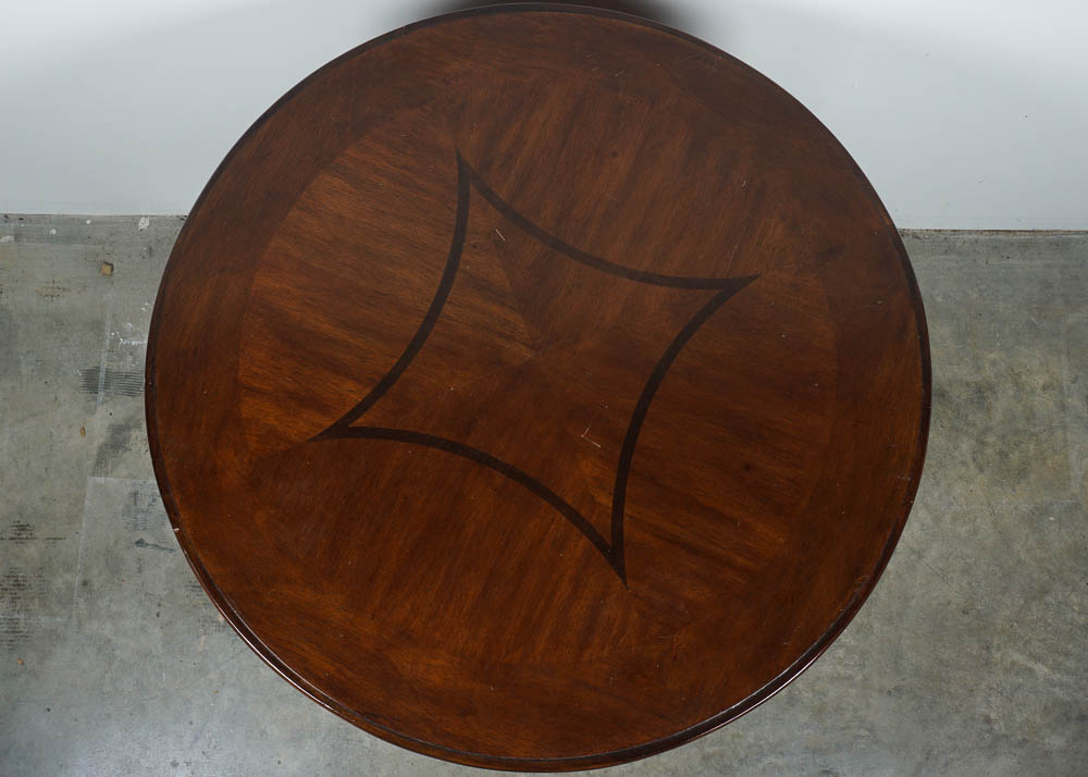 Cherry End Table with Inlaid Walnut Design
