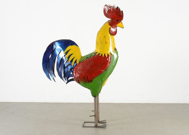 Six Foot Metal Rooster Sculpture from Mexico