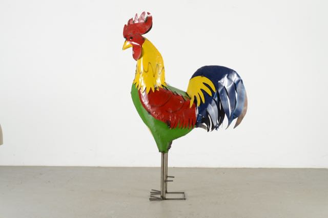 Six Foot Metal Rooster Sculpture from Mexico