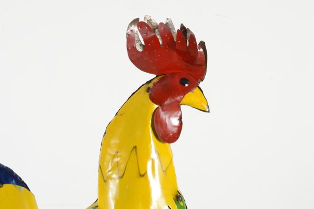 Six Foot Metal Rooster Sculpture from Mexico