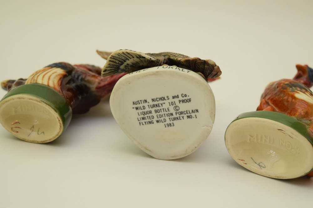 Miniature Wild Turkey Porcelain and Ceramic Decanters