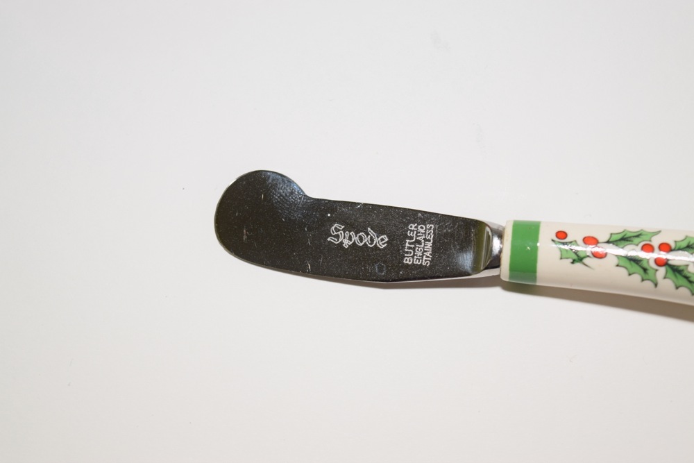 Spode Christmas Butter Knife and Enamel on Copper Plate