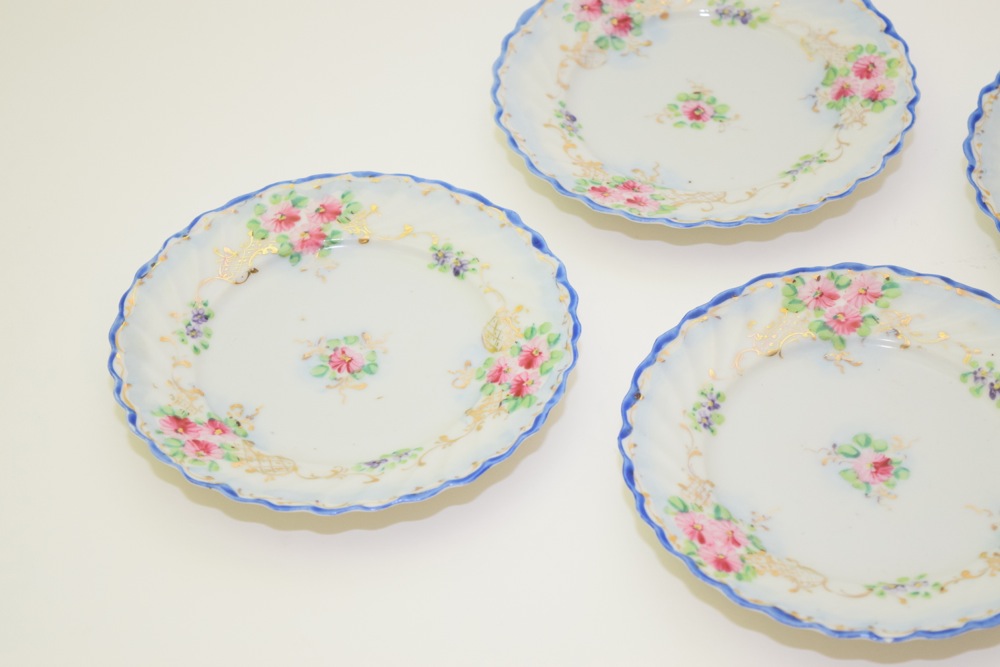 Collection of Antique Hand Decorated Dessert Plates