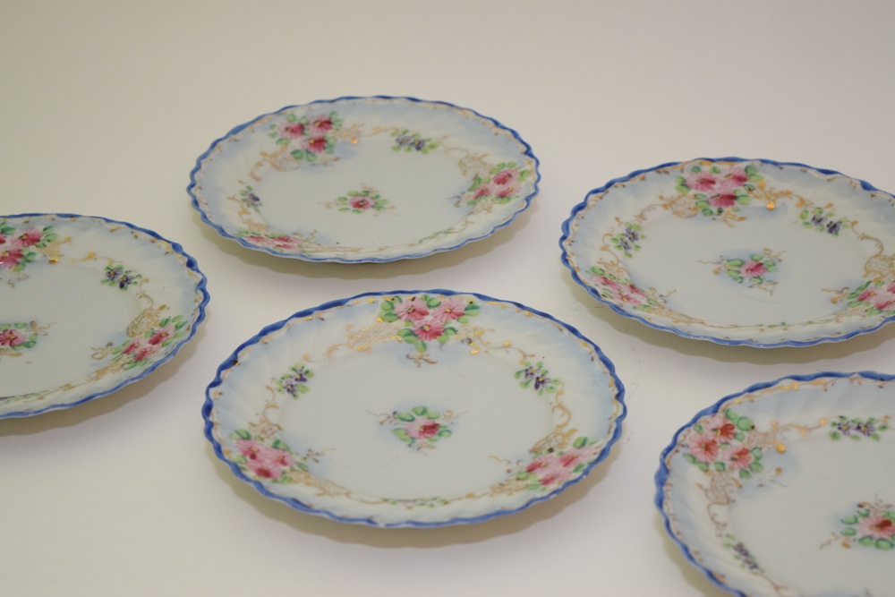Collection of Antique Hand Decorated Dessert Plates