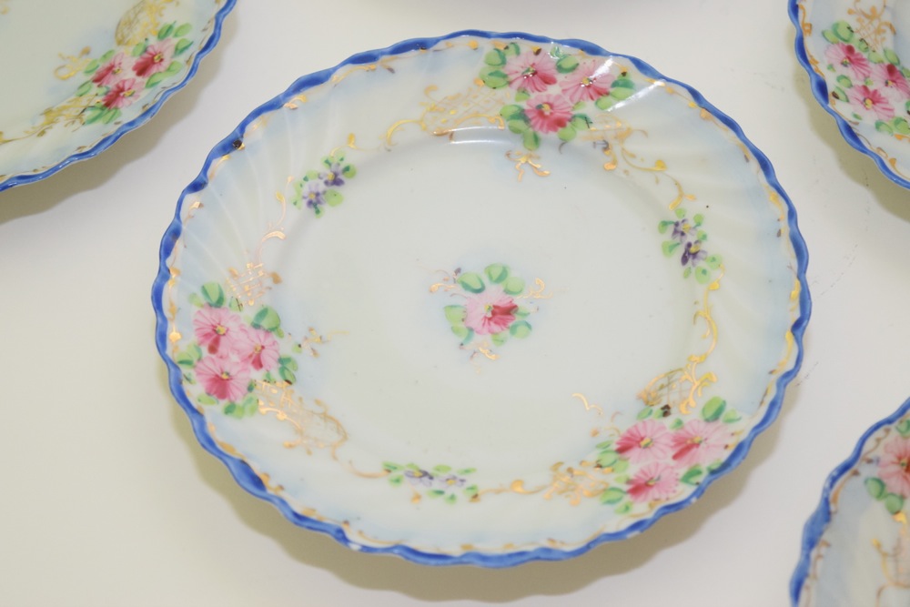 Collection of Antique Hand Decorated Dessert Plates