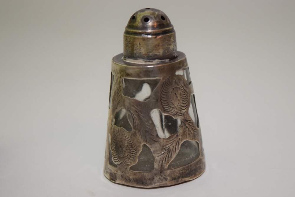 Sterling and Glass Salt and Pepper Shakers