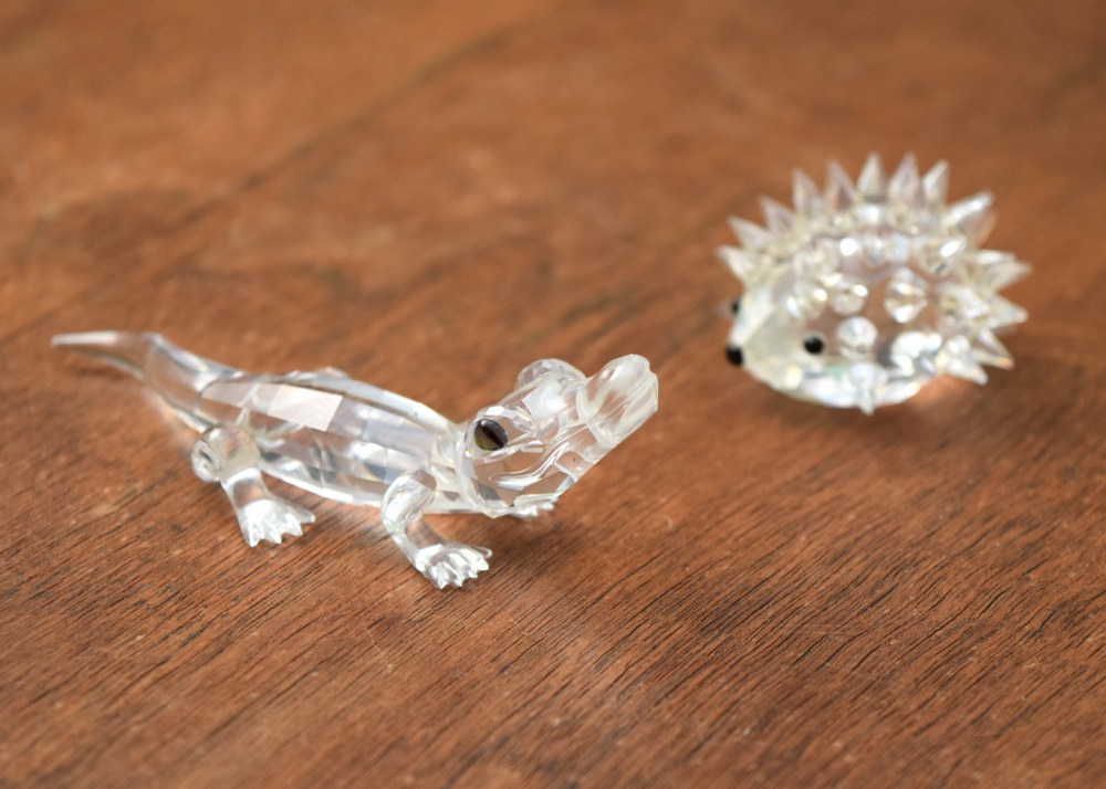 Pair of Swarovski Figurines, Including Alligator and Porcupine