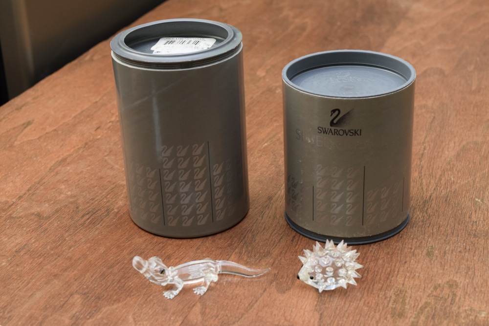 Pair of Swarovski Figurines, Including Alligator and Porcupine