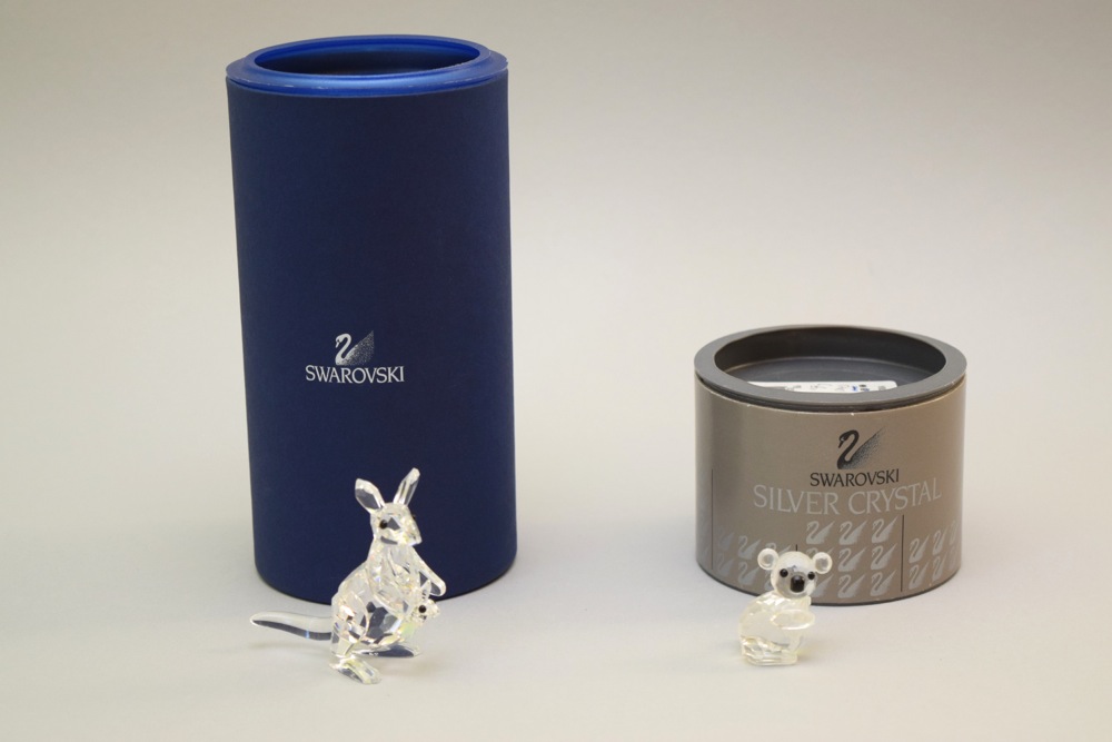 Pair of Swarovski Figurines, Including Kangaroo and Koala