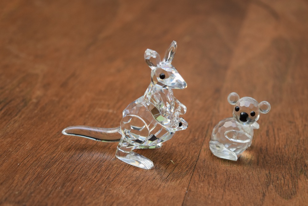 Pair of Swarovski Figurines, Including Kangaroo and Koala
