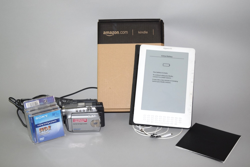 Amazon Kindle and Sony Handicam