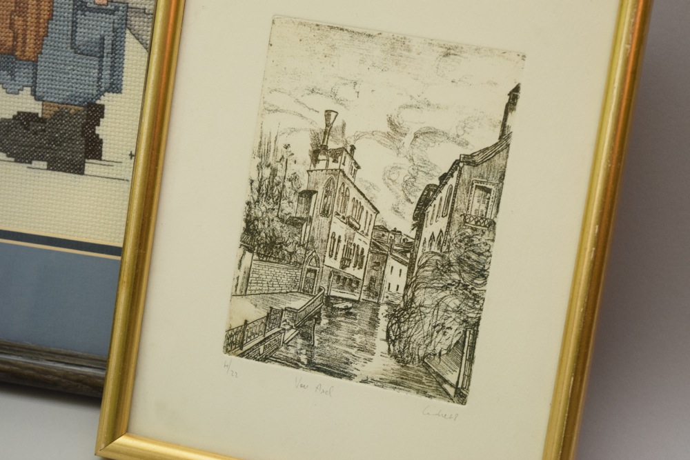 Framed Artwork and Brass Georgetown Reproduction Sconce