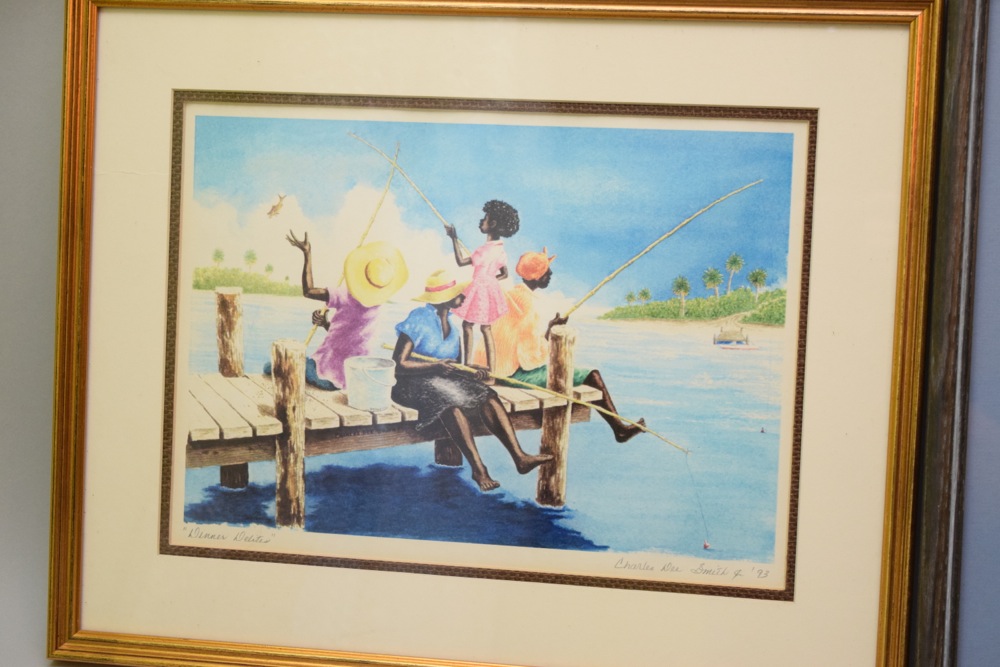 Framed Artwork and Brass Georgetown Reproduction Sconce