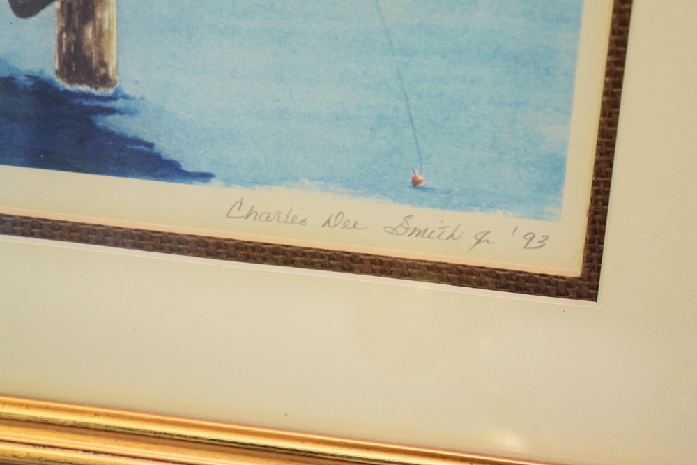 Framed Artwork and Brass Georgetown Reproduction Sconce