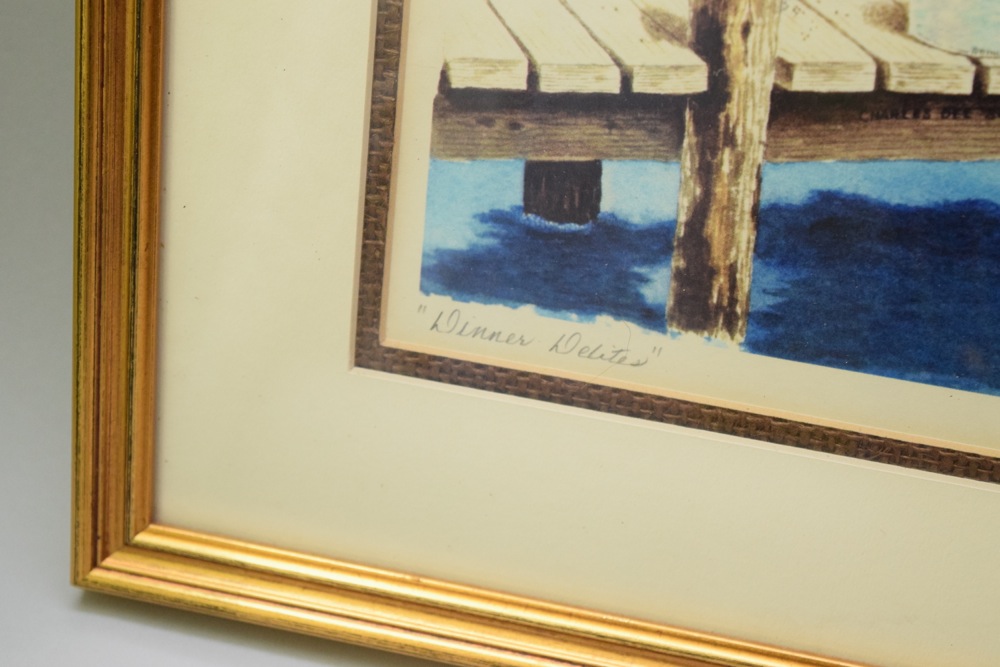 Framed Artwork and Brass Georgetown Reproduction Sconce