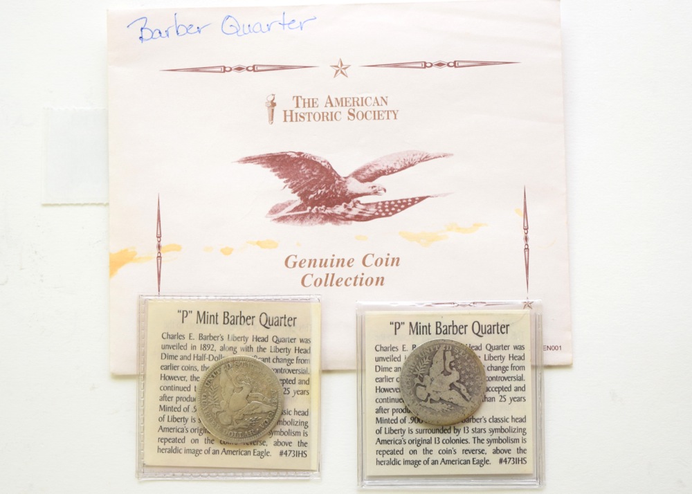 Pair of Barber P-Mint Quarters