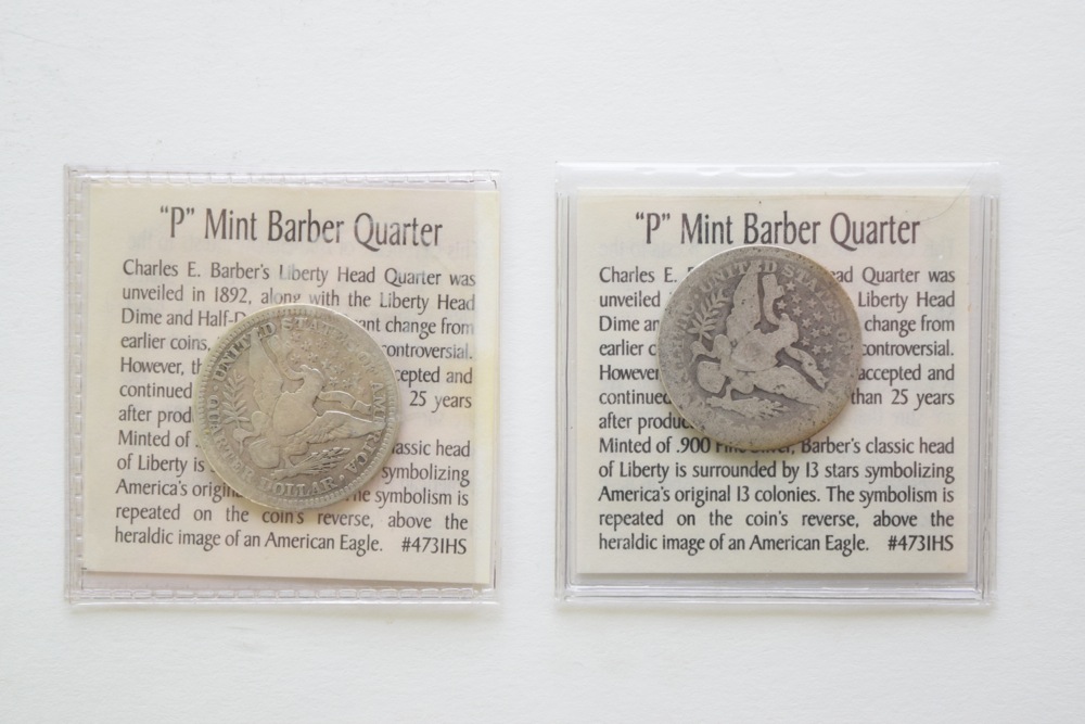 Pair of Barber P-Mint Quarters