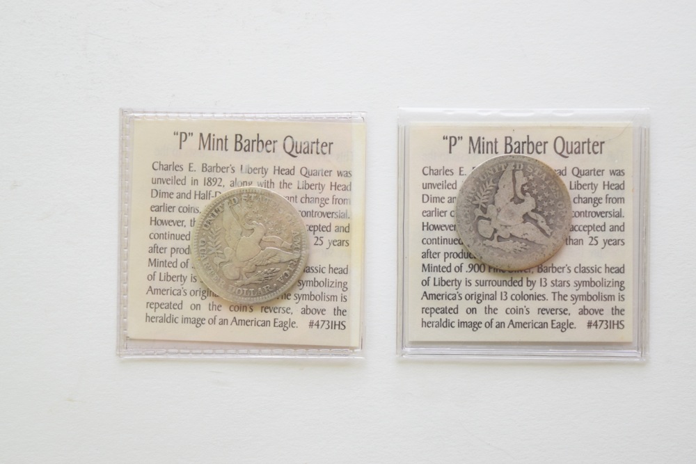 Pair of Barber P-Mint Quarters