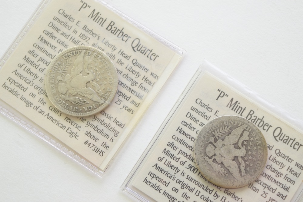 Pair of Barber P-Mint Quarters