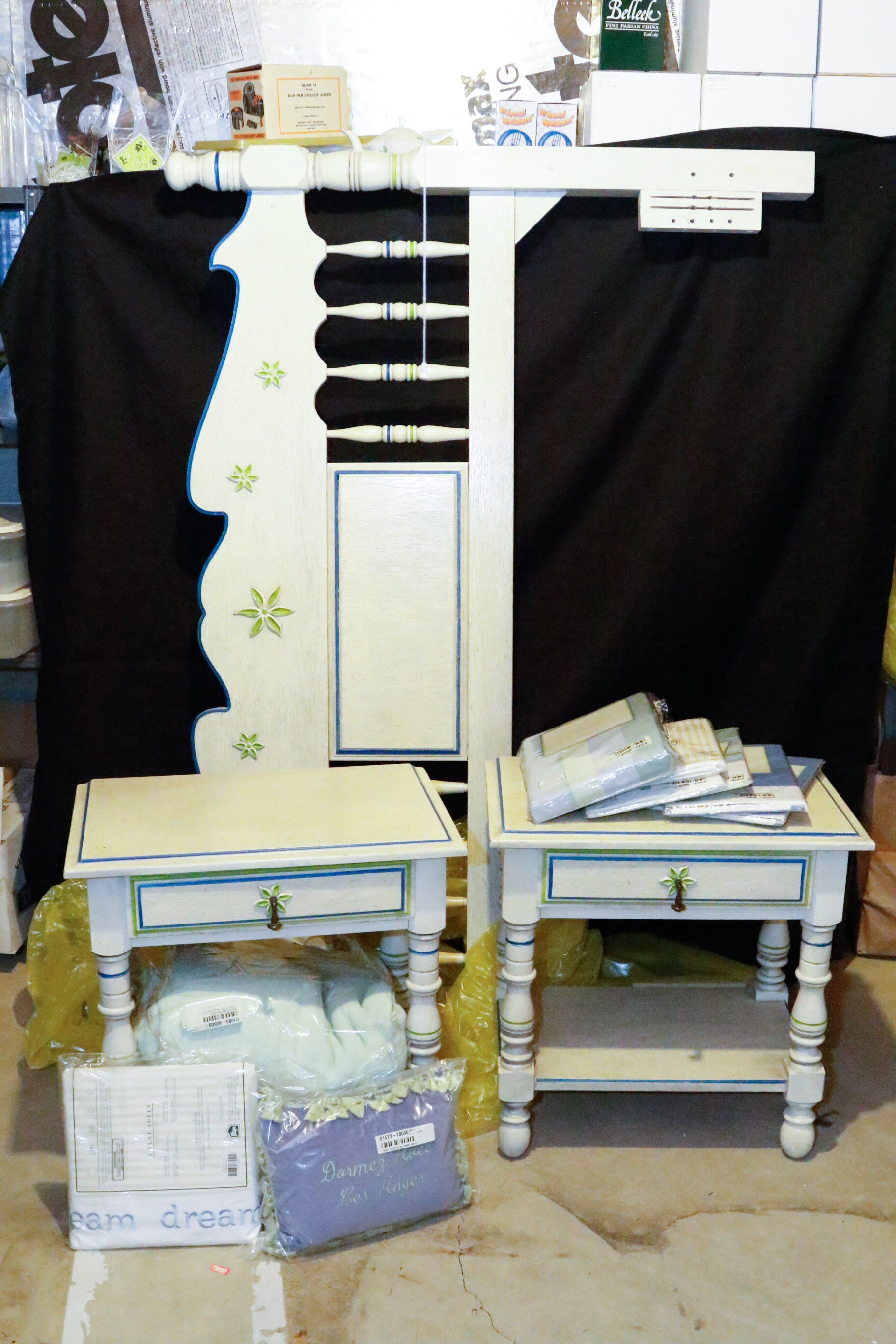 Vintage Stanley Bed Frame with Matching Nightstands