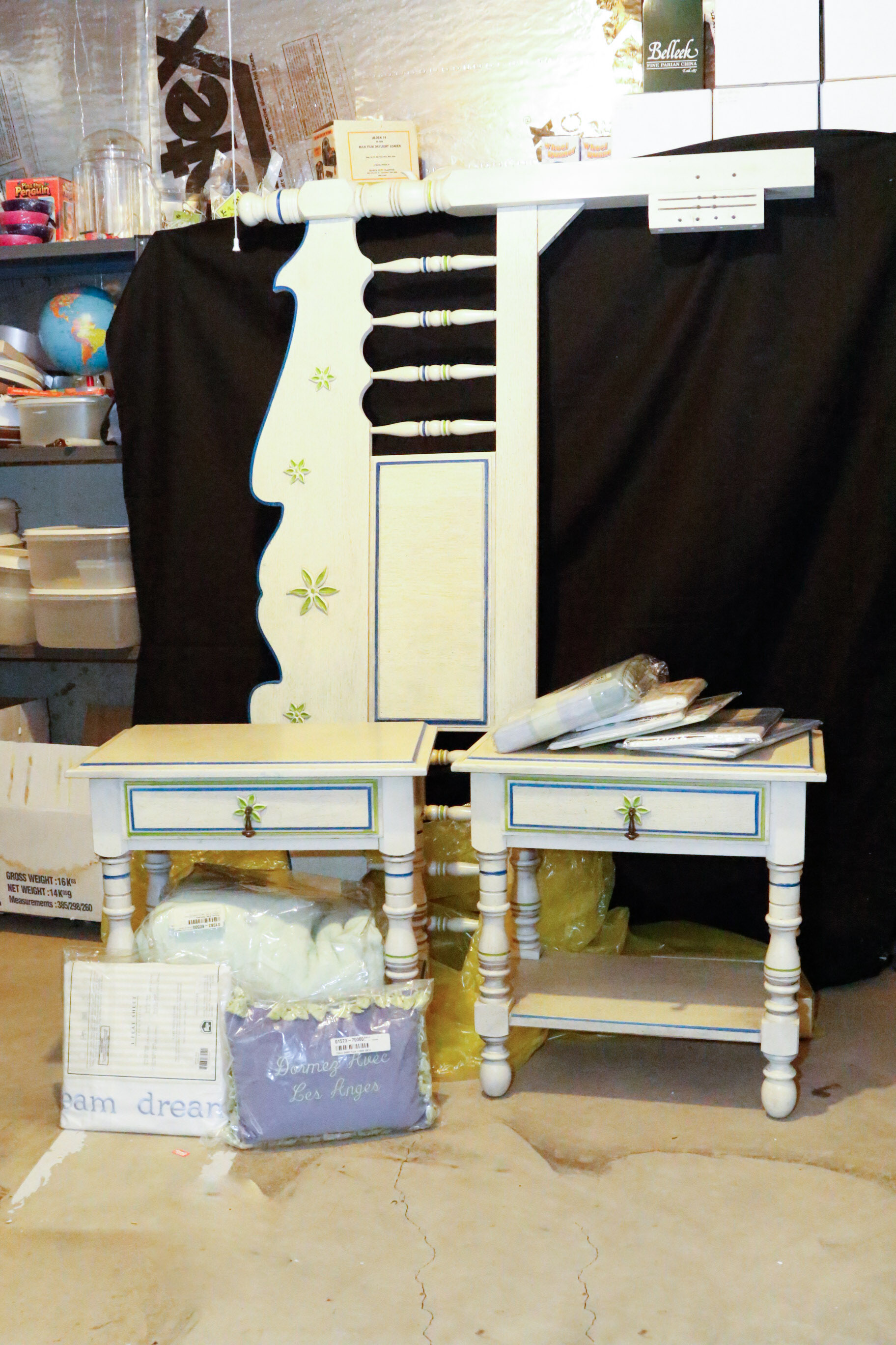 Vintage Stanley Bed Frame with Matching Nightstands