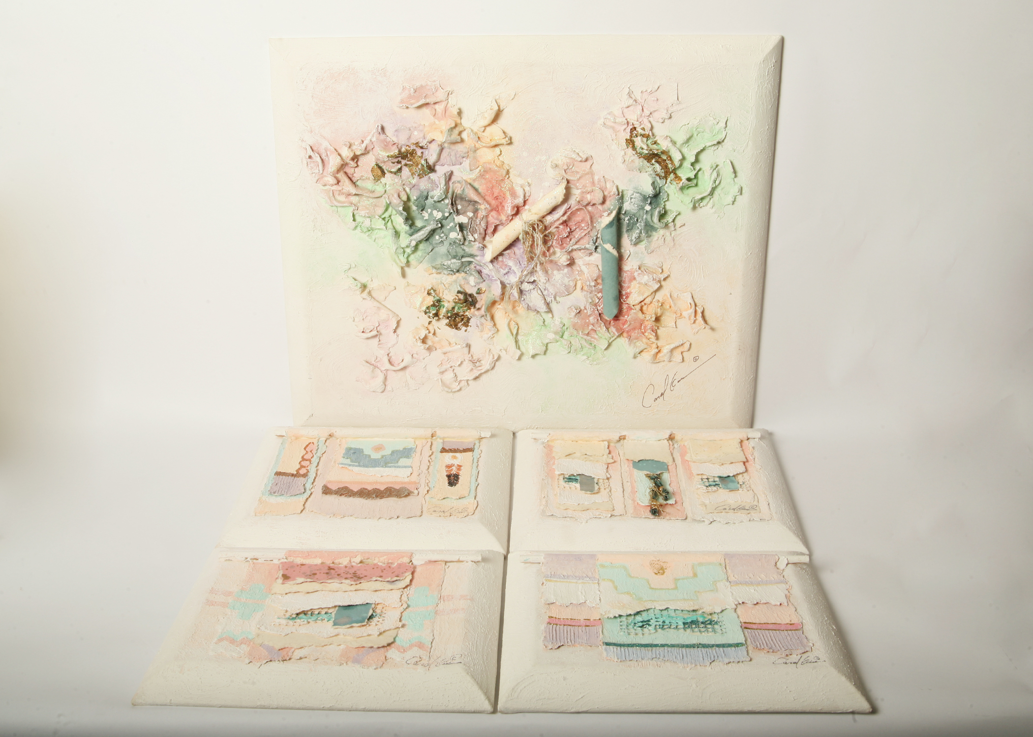 Signed Carol Kim Mixed Media Art on Canvas