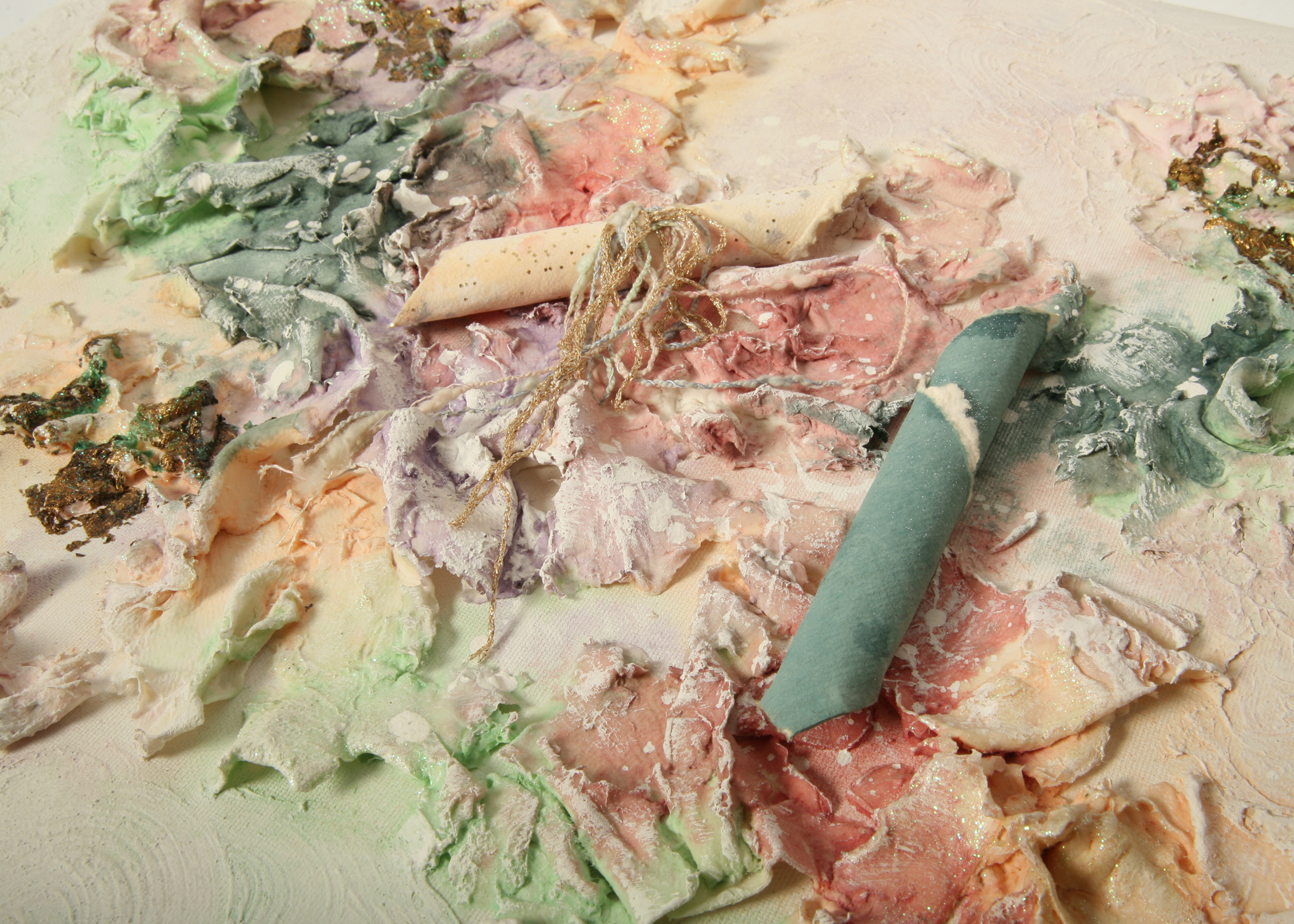 Signed Carol Kim Mixed Media Art on Canvas