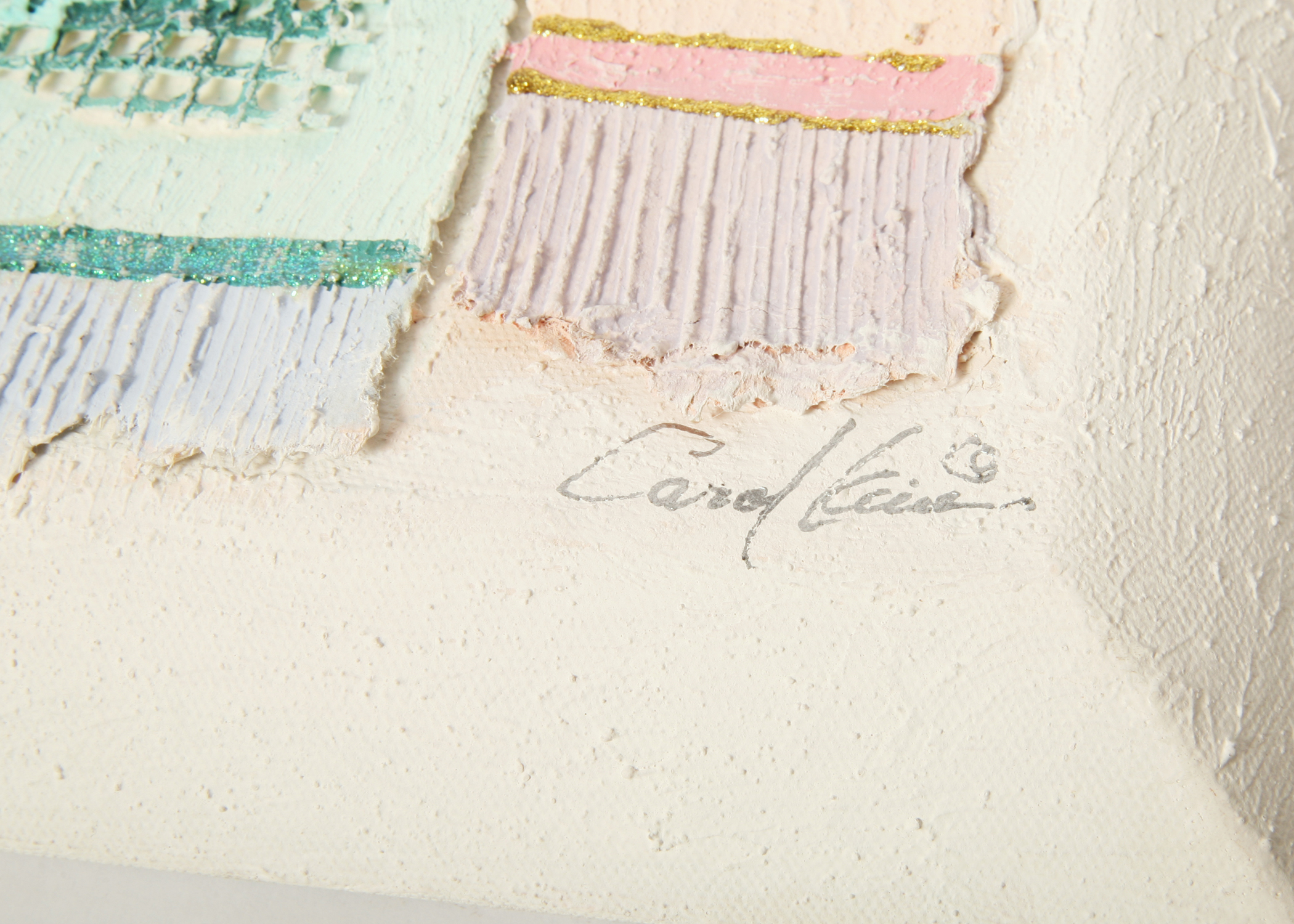 Signed Carol Kim Mixed Media Art on Canvas