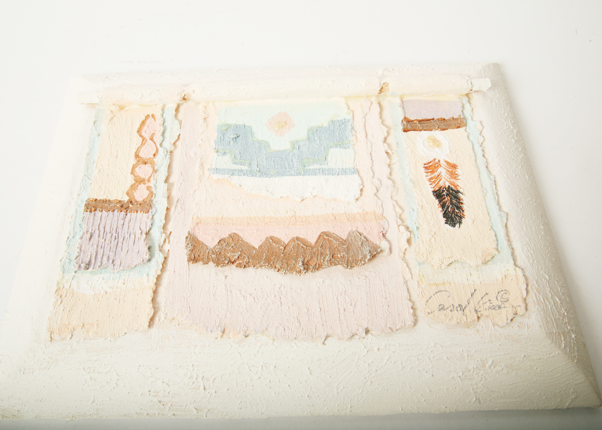 Signed Carol Kim Mixed Media Art on Canvas