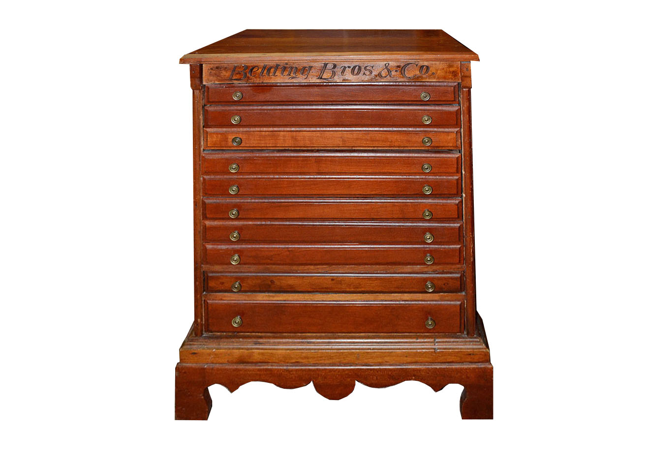 Antique Belding Bros. & Co. Thread Spool Display Cabinet