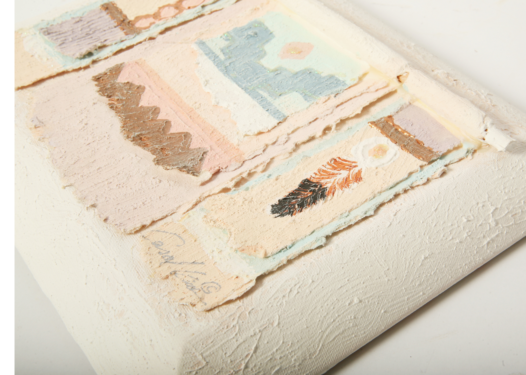 Signed Carol Kim Mixed Media Art on Canvas