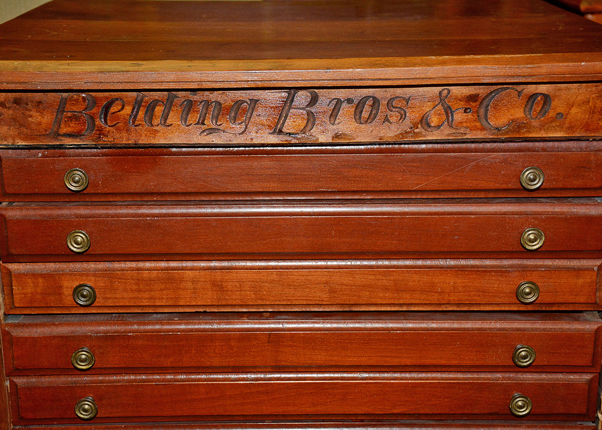 Antique Belding Bros. & Co. Thread Spool Display Cabinet