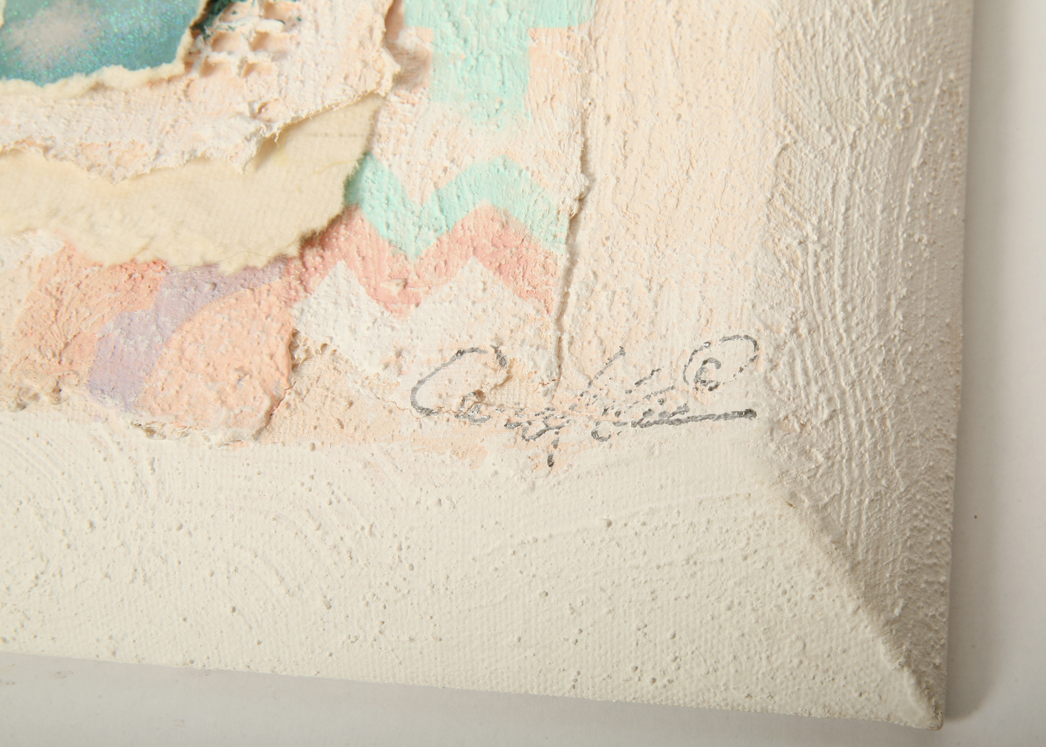 Signed Carol Kim Mixed Media Art on Canvas