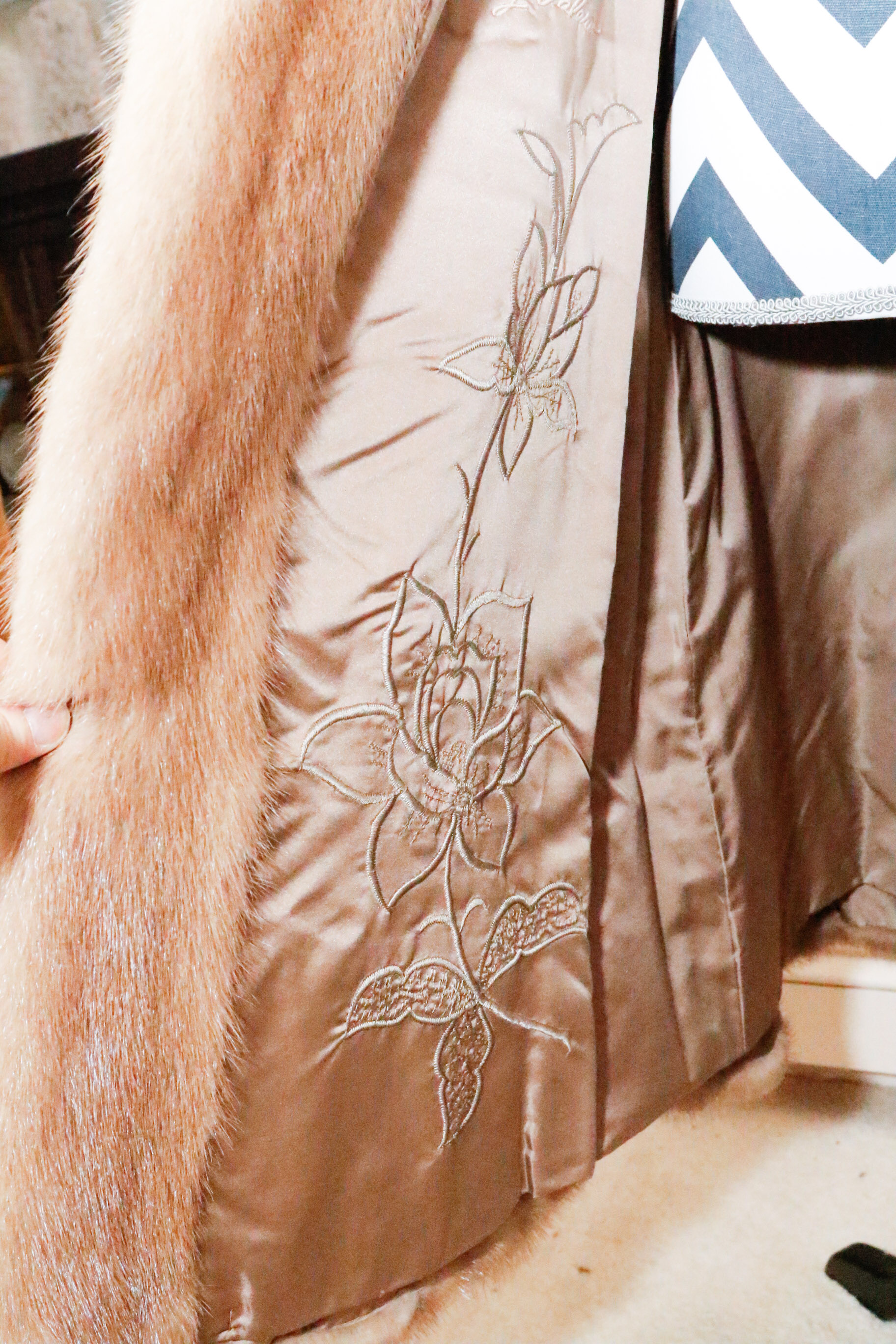 Chester Weinberg Pastel Mink Fur Coat with Coyote Trim