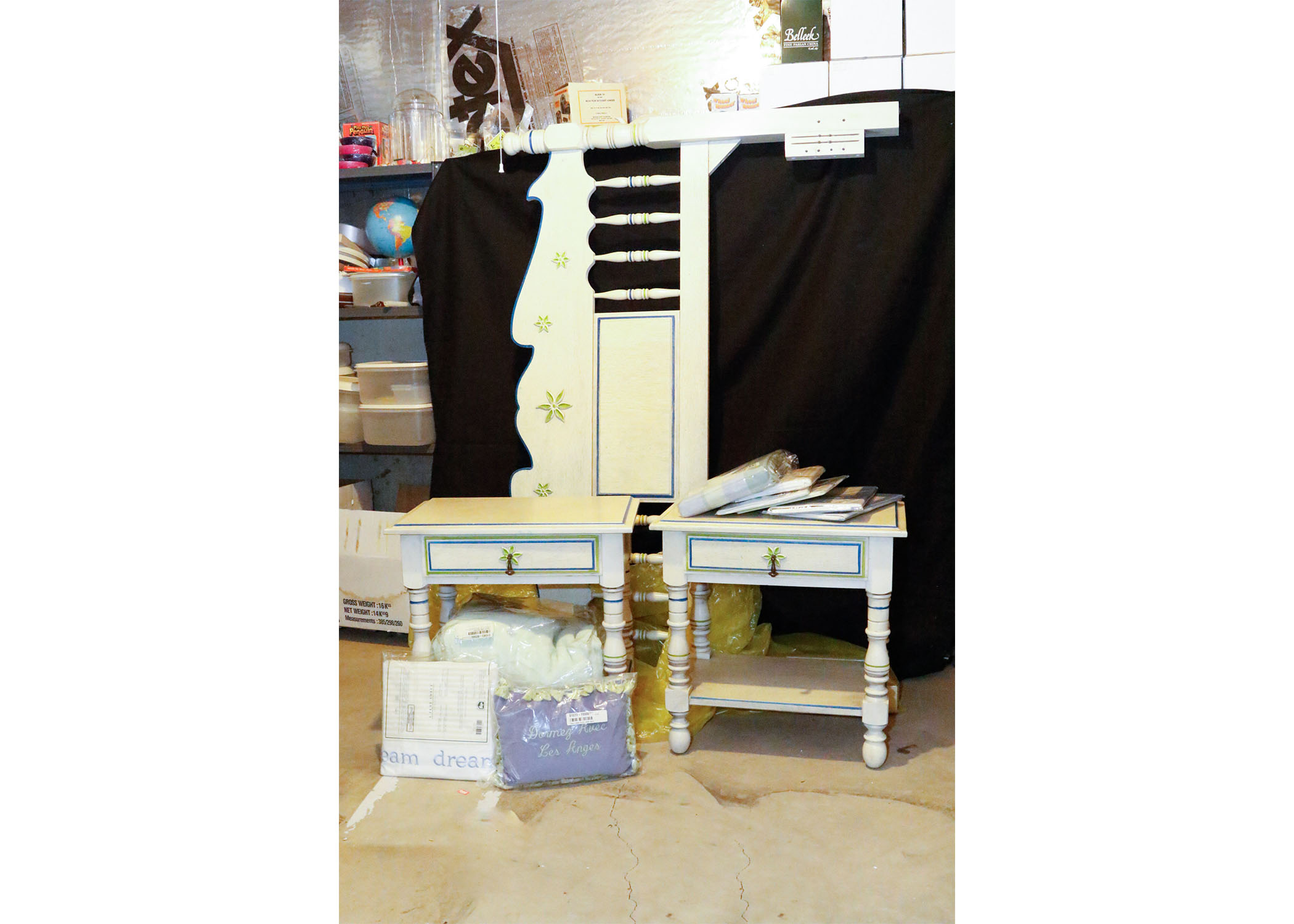 Vintage Stanley Bed Frame with Matching Nightstands