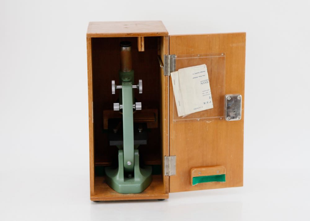 Vintage Microscope in Original Wooden Box
