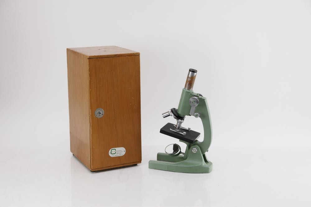 Vintage Microscope in Original Wooden Box