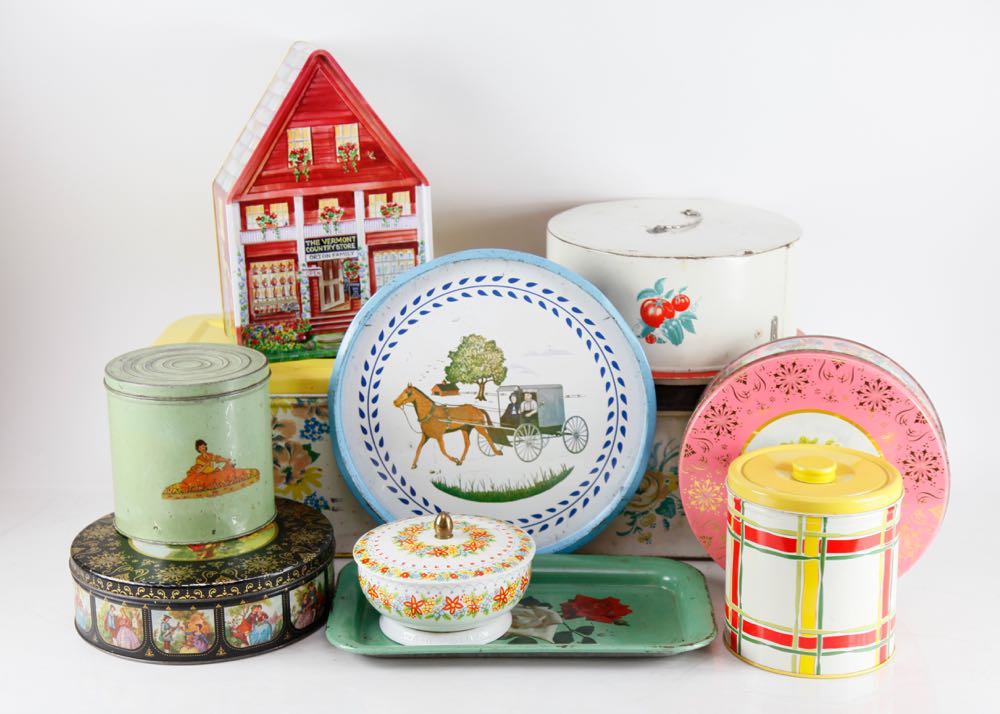 Vintage Kitchen Storage Tins and Trays