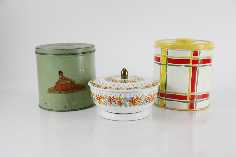 Vintage Kitchen Storage Tins and Trays