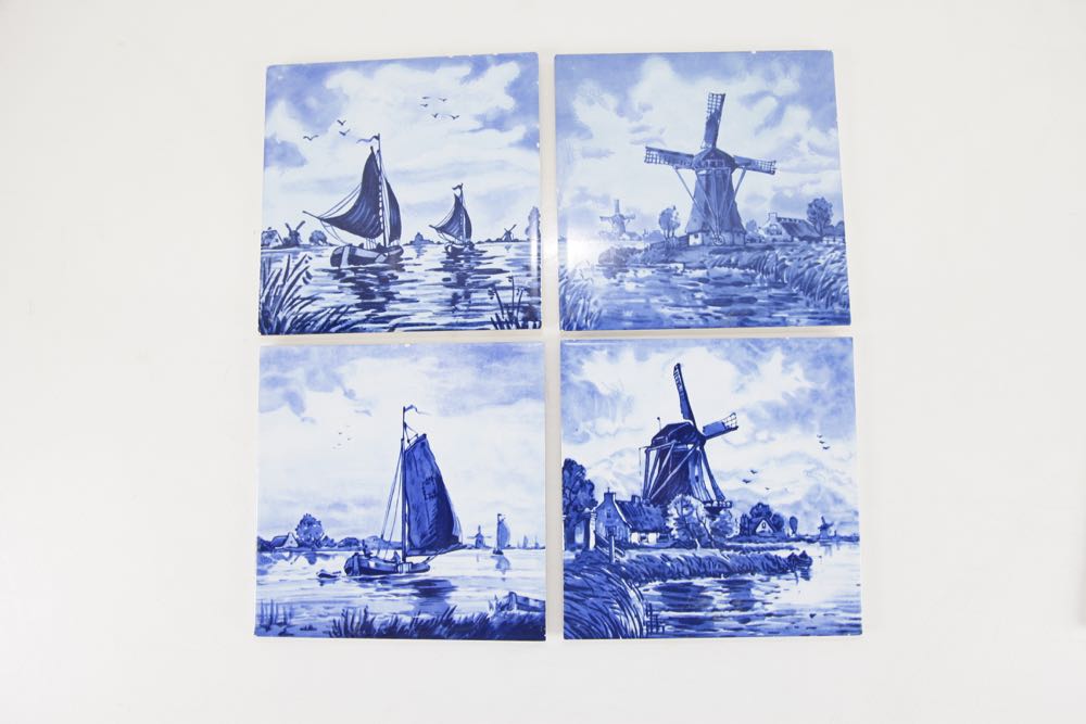 Collection of Vintage Blue and White Tiles