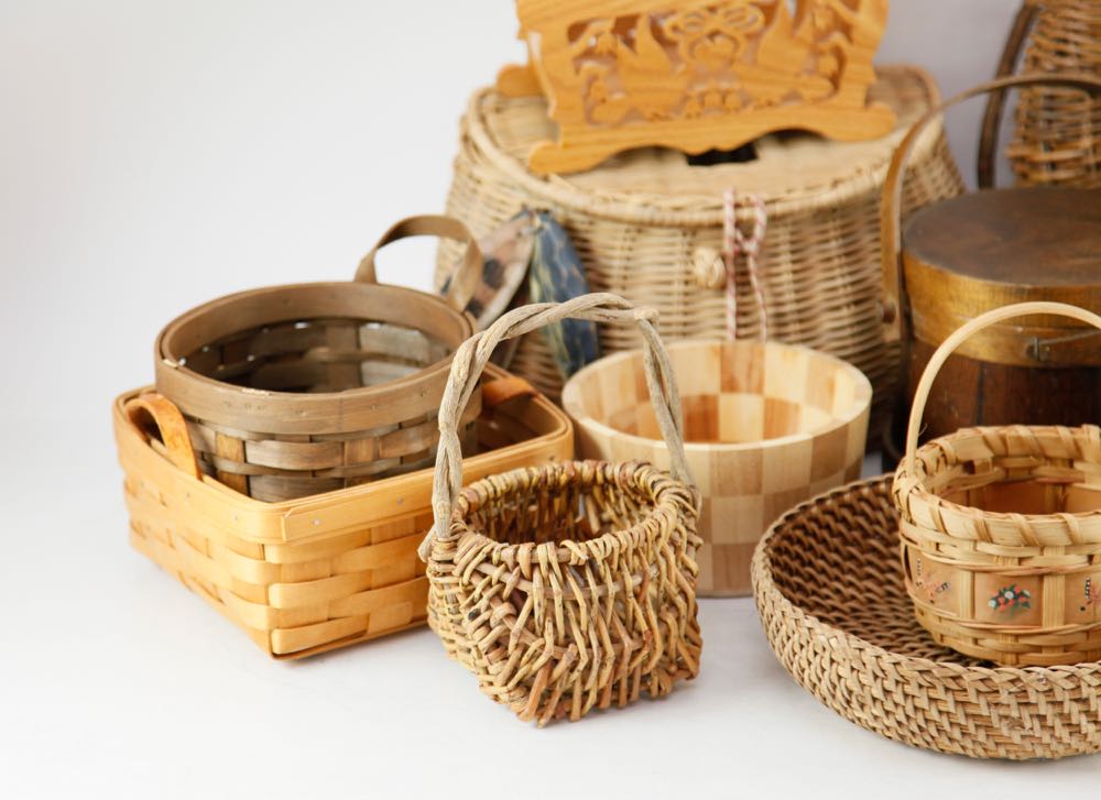 Collection of Decorative Wood Baskets