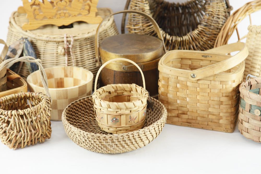 Collection of Decorative Wood Baskets
