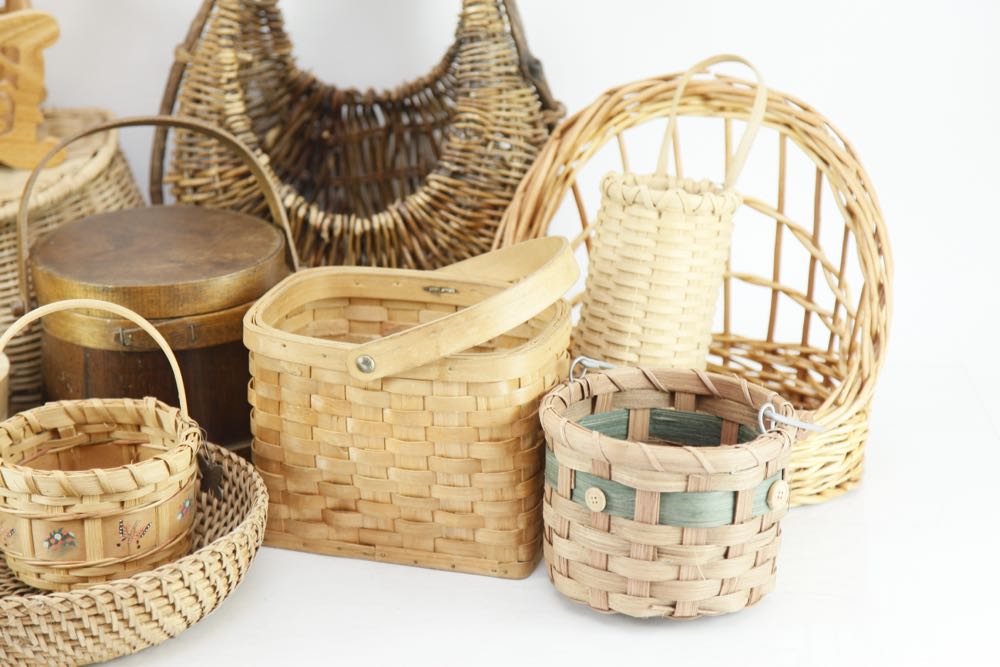 Collection of Decorative Wood Baskets
