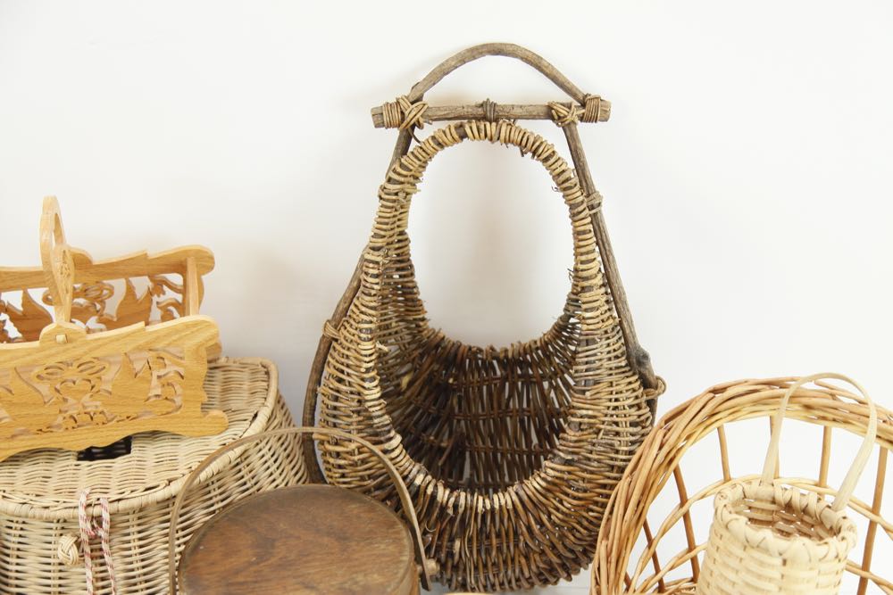 Collection of Decorative Wood Baskets